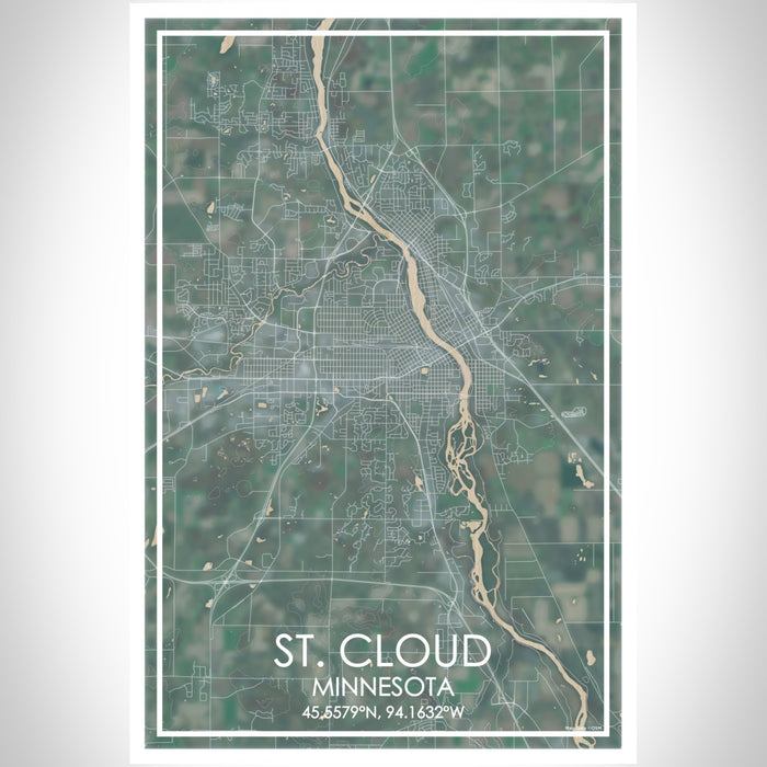 St. Cloud Minnesota Map Print Portrait Orientation in Afternoon Style With Shaded Background