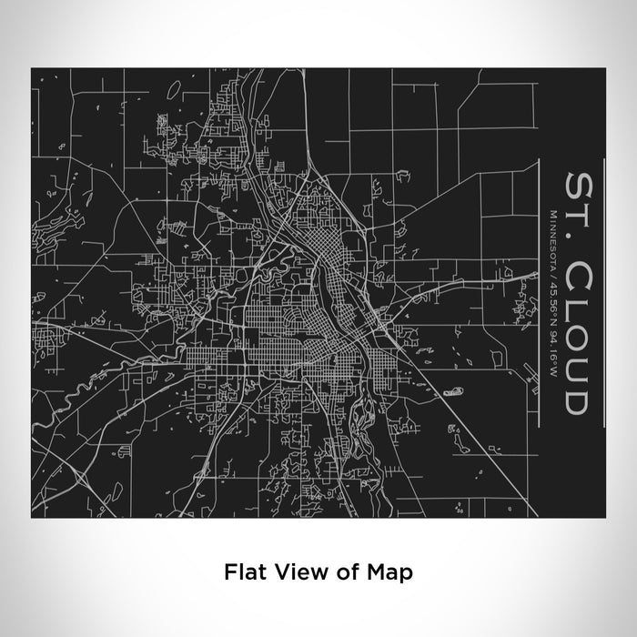 Rendered View of St. Cloud Minnesota Map Engraving on 20oz Stainless Steel Insulated Bottle with Bamboo Top in Black