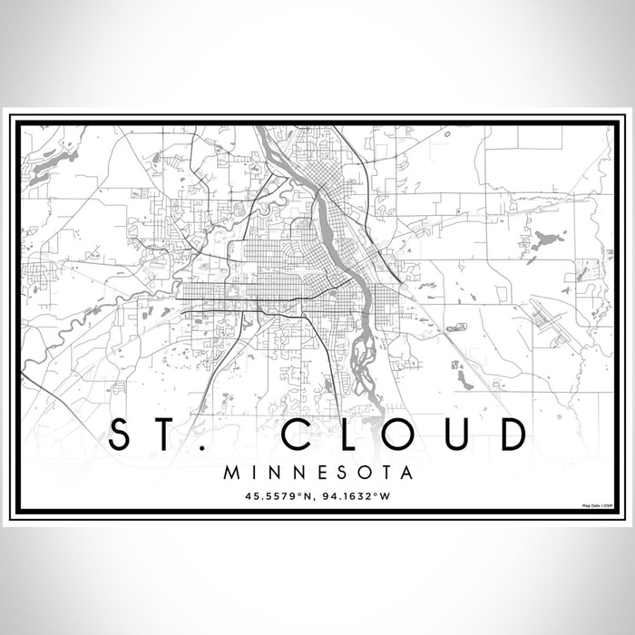 St. Cloud Minnesota Map Print Landscape Orientation in Classic Style With Shaded Background