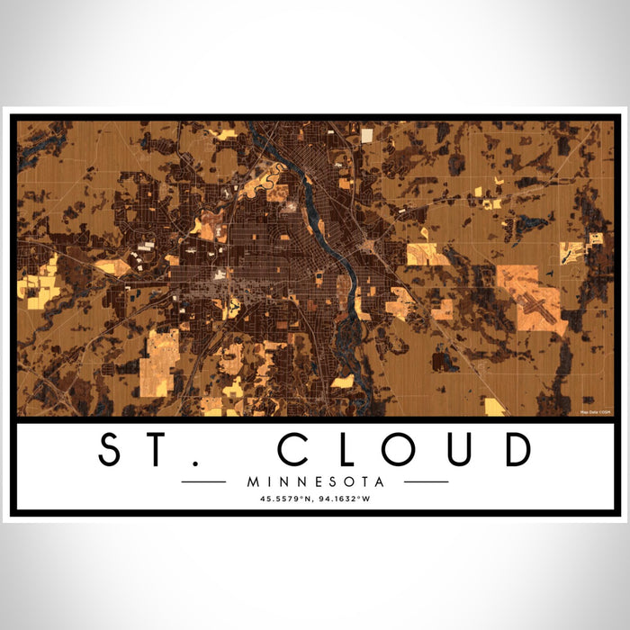 St. Cloud Minnesota Map Print Landscape Orientation in Ember Style With Shaded Background