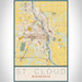 St. Cloud Minnesota Map Print Portrait Orientation in Woodblock Style With Shaded Background