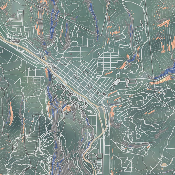 Steamboat Springs Colorado Map Print in Afternoon Style Zoomed In Close Up Showing Details