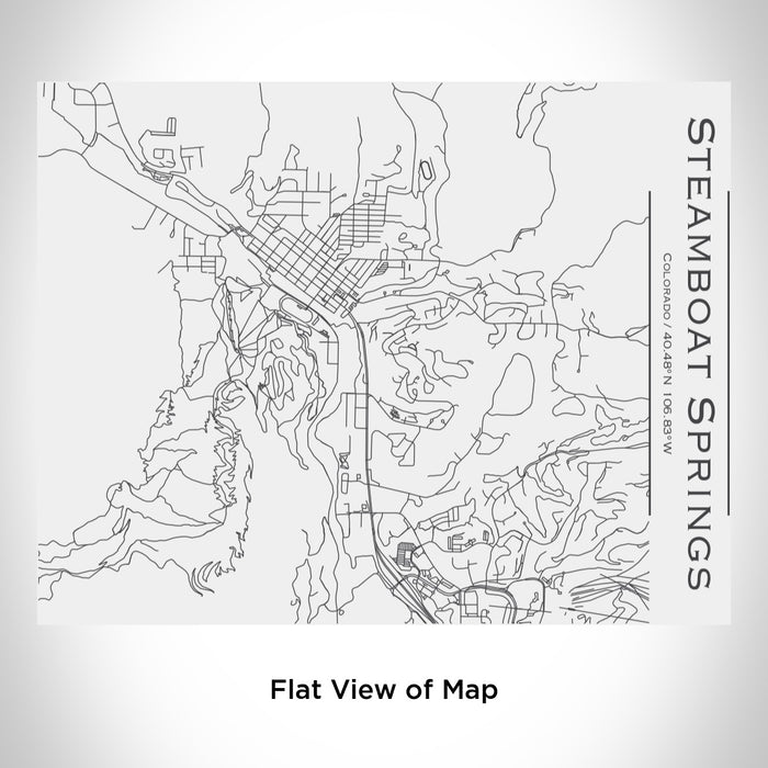 Rendered View of Steamboat Springs Colorado Map Engraving on 20oz Stainless Steel Insulated Bottle with Bamboo Top in White