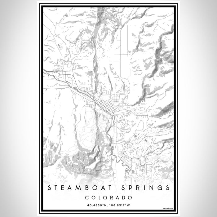 Steamboat Springs Colorado Map Print Portrait Orientation in Classic Style With Shaded Background
