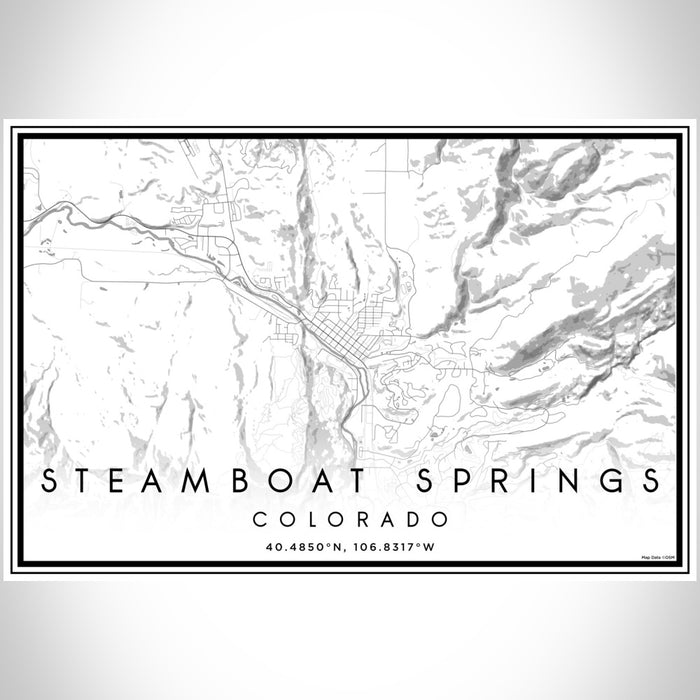 Steamboat Springs Colorado Map Print Landscape Orientation in Classic Style With Shaded Background