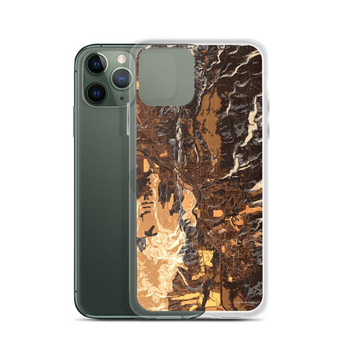 Custom Steamboat Springs Colorado Map Phone Case in Ember on Table with Laptop and Plant