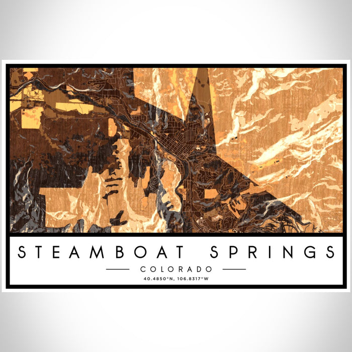 Steamboat Springs Colorado Map Print Landscape Orientation in Ember Style With Shaded Background