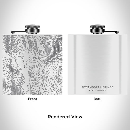 Rendered View of Steamboat Springs Colorado Map Engraving on 6oz Stainless Steel Flask in White