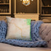 Custom Steamboat Springs Colorado Map Throw Pillow in Watercolor on Cream Colored Couch