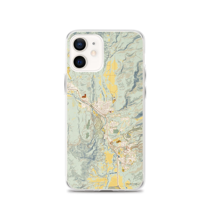 Custom Steamboat Springs Colorado Map iPhone 12 Phone Case in Woodblock