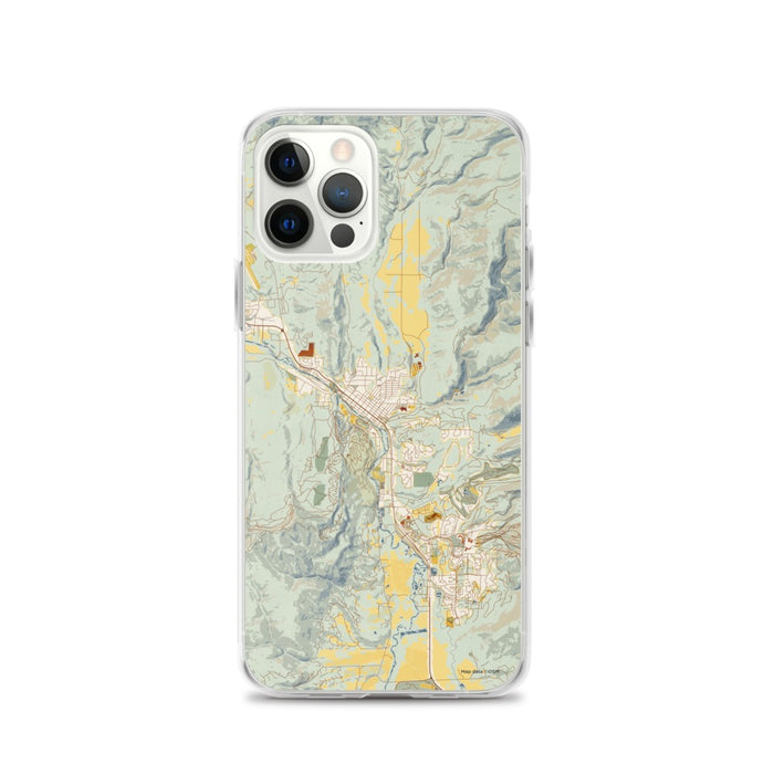 Custom Steamboat Springs Colorado Map iPhone 12 Pro Phone Case in Woodblock