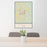 24x36 Stephenville Texas Map Print Portrait Orientation in Woodblock Style Behind 2 Chairs Table and Potted Plant