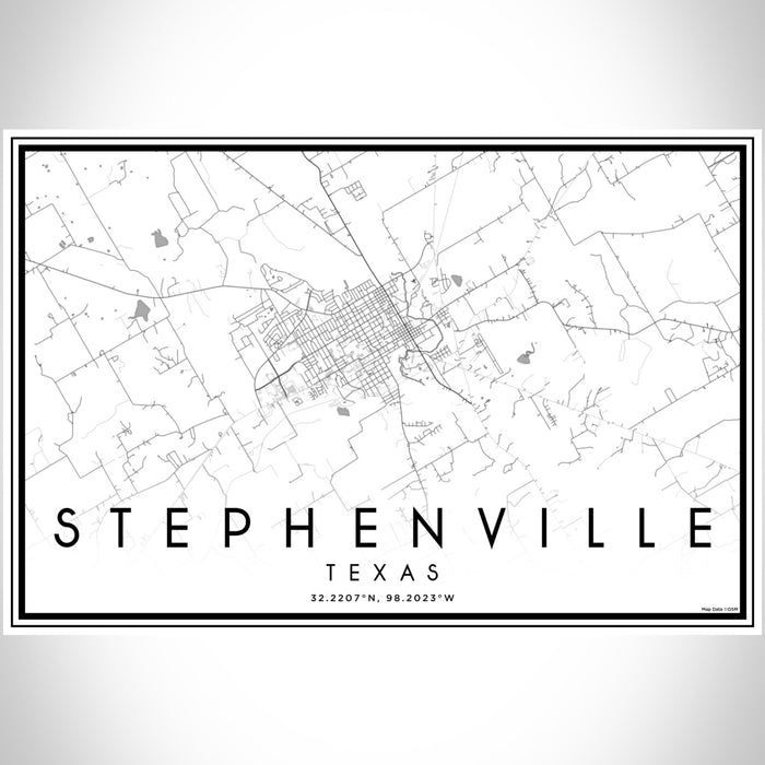 Stephenville Texas Map Print Landscape Orientation in Classic Style With Shaded Background