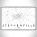 Stephenville Texas Map Print Landscape Orientation in Classic Style With Shaded Background