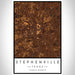 Stephenville Texas Map Print Portrait Orientation in Ember Style With Shaded Background