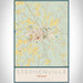 Stephenville Texas Map Print Portrait Orientation in Woodblock Style With Shaded Background