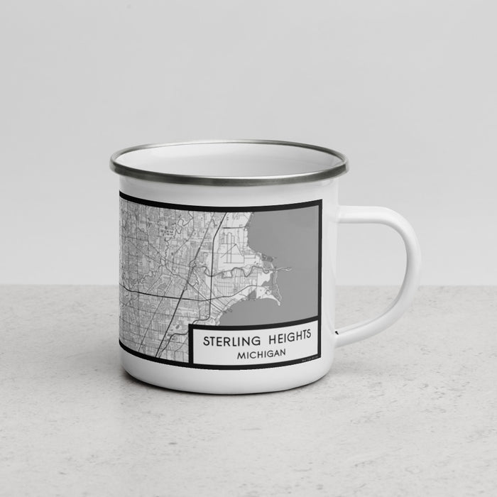 Right View Custom Sterling Heights Michigan Map Enamel Mug in Classic