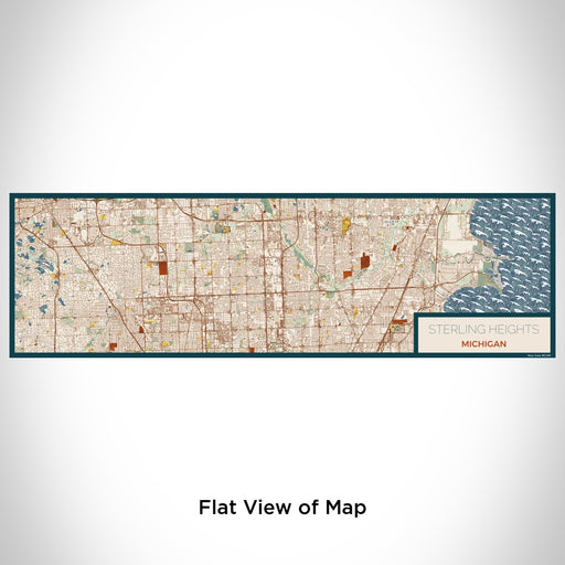 Flat View of Map Custom Sterling Heights Michigan Map Enamel Mug in Woodblock
