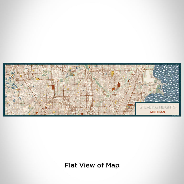 Flat View of Map Custom Sterling Heights Michigan Map Enamel Mug in Woodblock