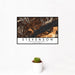 12x18 Stevenson Washington Map Print Landscape Orientation in Ember Style With Small Cactus Plant in White Planter