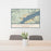 24x36 Stevenson Washington Map Print Lanscape Orientation in Woodblock Style Behind 2 Chairs Table and Potted Plant
