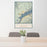 24x36 Stevenson Washington Map Print Portrait Orientation in Woodblock Style Behind 2 Chairs Table and Potted Plant