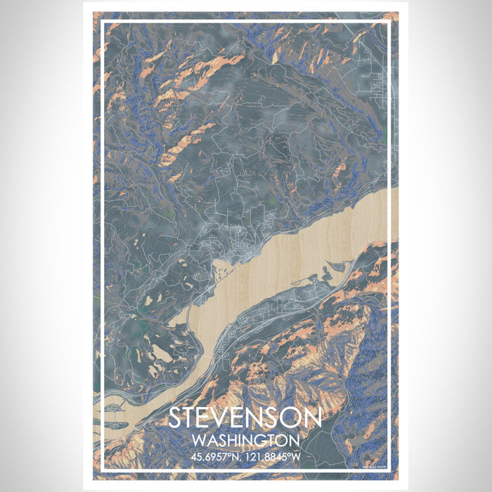 Stevenson Washington Map Print Portrait Orientation in Afternoon Style With Shaded Background