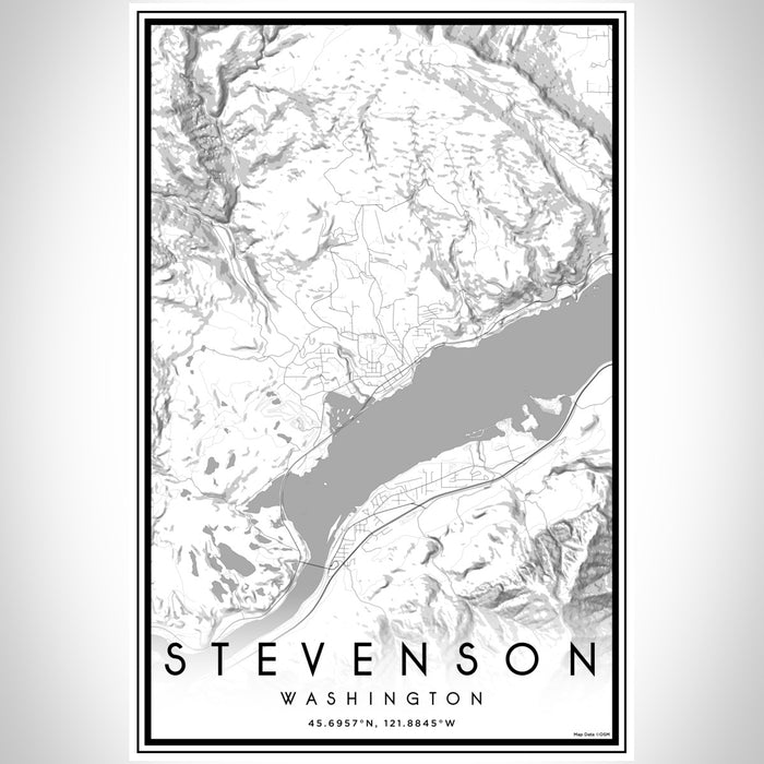 Stevenson Washington Map Print Portrait Orientation in Classic Style With Shaded Background