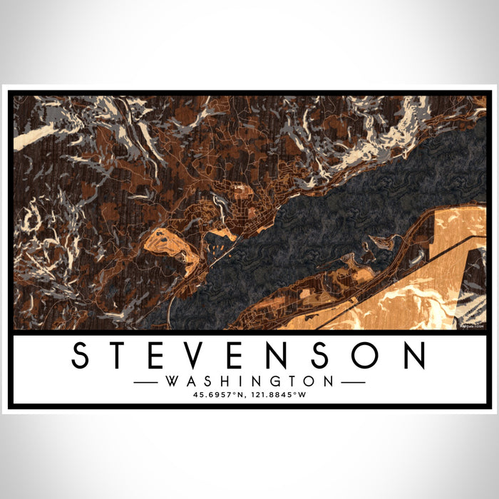 Stevenson Washington Map Print Landscape Orientation in Ember Style With Shaded Background