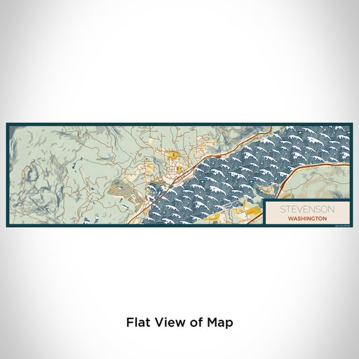 Flat View of Map Custom Stevenson Washington Map Enamel Mug in Woodblock