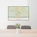 24x36 St Francisville Louisiana Map Print Lanscape Orientation in Woodblock Style Behind 2 Chairs Table and Potted Plant