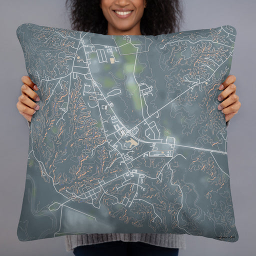 Person holding 22x22 Custom St Francisville Louisiana Map Throw Pillow in Afternoon