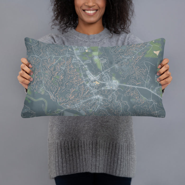 Person holding 20x12 Custom St Francisville Louisiana Map Throw Pillow in Afternoon