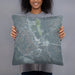 Person holding 18x18 Custom St Francisville Louisiana Map Throw Pillow in Afternoon