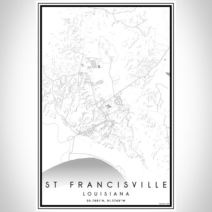 St Francisville Louisiana Map Print Portrait Orientation in Classic Style With Shaded Background