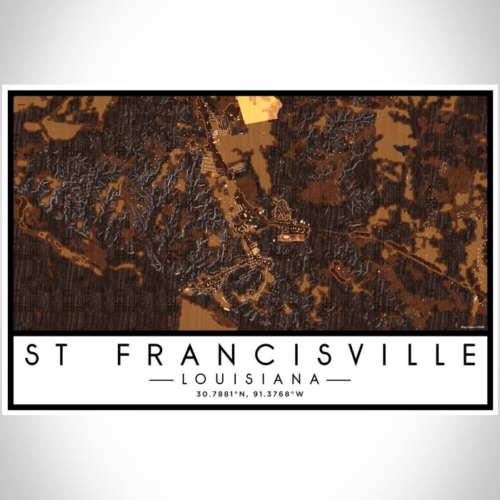 St Francisville Louisiana Map Print Landscape Orientation in Ember Style With Shaded Background
