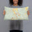 Person holding 20x12 Custom St Francisville Louisiana Map Throw Pillow in Woodblock