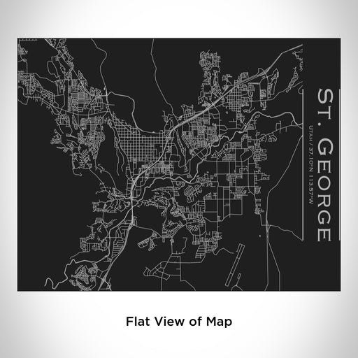 Rendered View of St. George Utah Map Engraving on 20oz Stainless Steel Insulated Bottle with Bamboo Top in Black