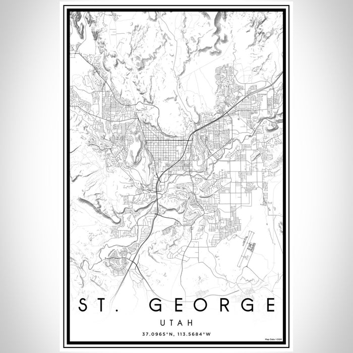 St. George Utah Map Print Portrait Orientation in Classic Style With Shaded Background
