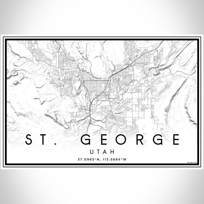 St. George Utah Map Print Landscape Orientation in Classic Style With Shaded Background