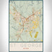 St. George Utah Map Print Portrait Orientation in Woodblock Style With Shaded Background