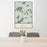 24x36 St. Germain Wisconsin Map Print Portrait Orientation in Woodblock Style Behind 2 Chairs Table and Potted Plant