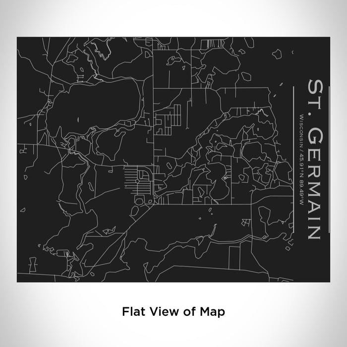 Rendered View of St. Germain Wisconsin Map Engraving on 20oz Stainless Steel Insulated Bottle with Bamboo Top in Black