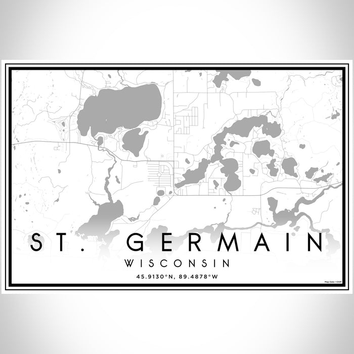 St. Germain Wisconsin Map Print Landscape Orientation in Classic Style With Shaded Background
