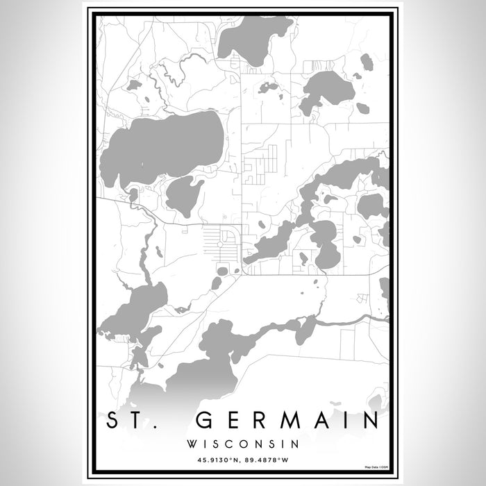 St. Germain Wisconsin Map Print Portrait Orientation in Classic Style With Shaded Background