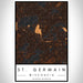 St. Germain Wisconsin Map Print Portrait Orientation in Ember Style With Shaded Background