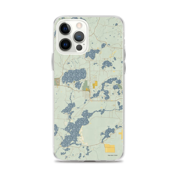 Custom iPhone 12 Pro Max St. Germain Wisconsin Map Phone Case in Woodblock