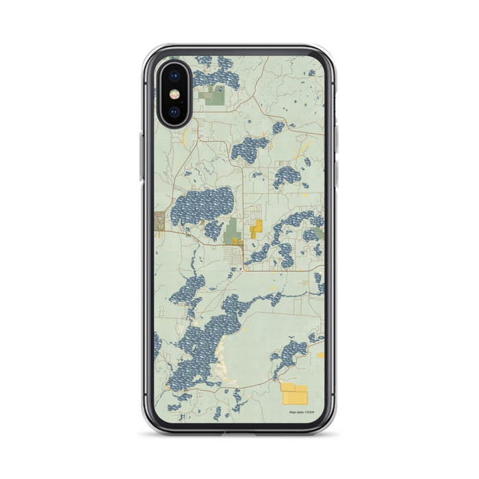 Custom iPhone X/XS St. Germain Wisconsin Map Phone Case in Woodblock