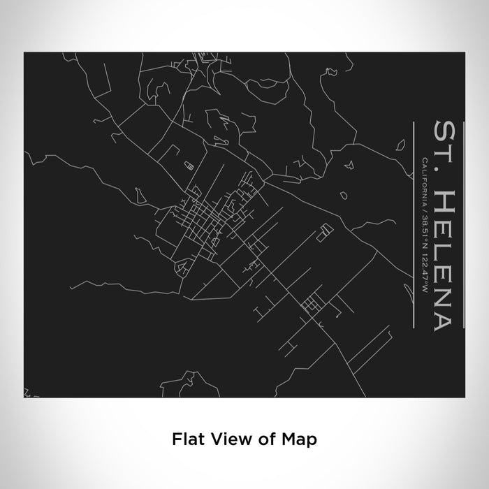 Rendered View of St. Helena California Map Engraving on 20oz Stainless Steel Insulated Bottle with Bamboo Top in Black