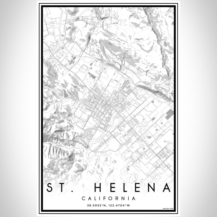 St. Helena California Map Print Portrait Orientation in Classic Style With Shaded Background